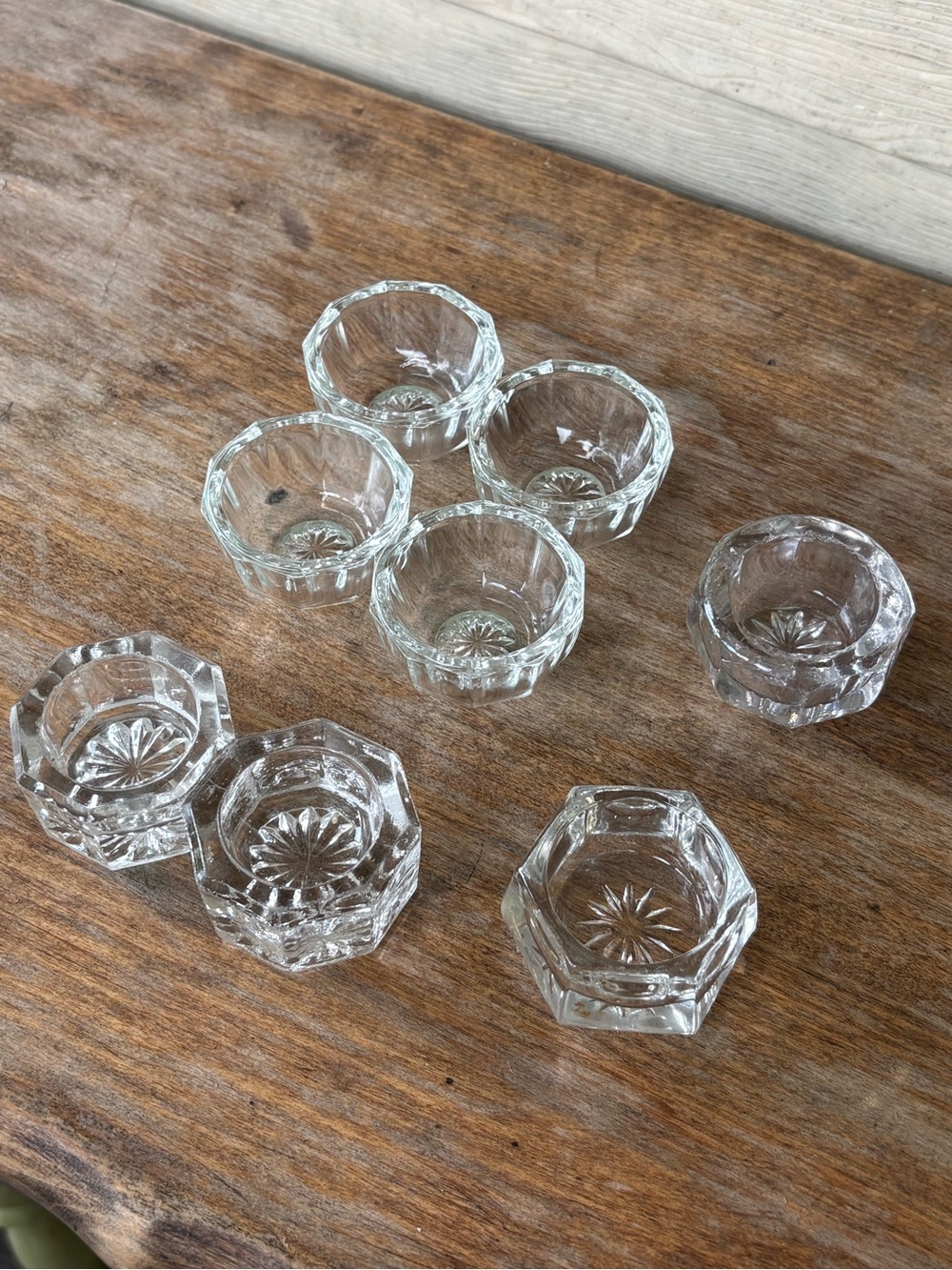 8 VTG Westmoreland glass open salt cellars, also known as salt dips